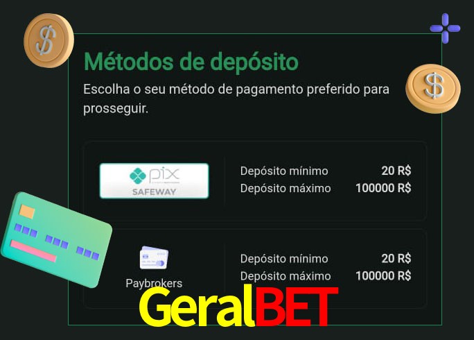 O cassino Geralbet oferece uma grande variedade de métodos de pagamento